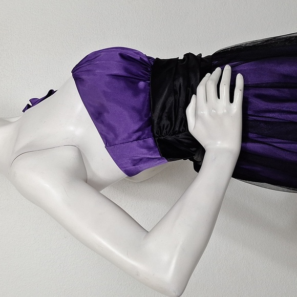 Blondie Nites Purple Silver Whimsigoth Witchy One Shoulder Dress Size 13 - Picture 11 of 15
